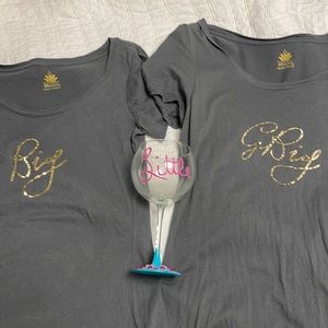 Big and GBig shirts with Little wine goblet